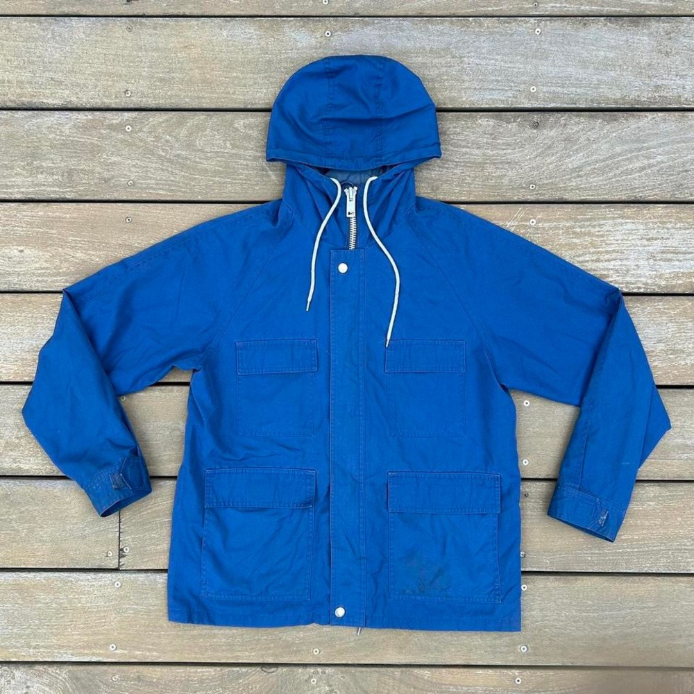 Vintage Blue 1970s Sears Boys Jacket Hooded Lightweight Coat